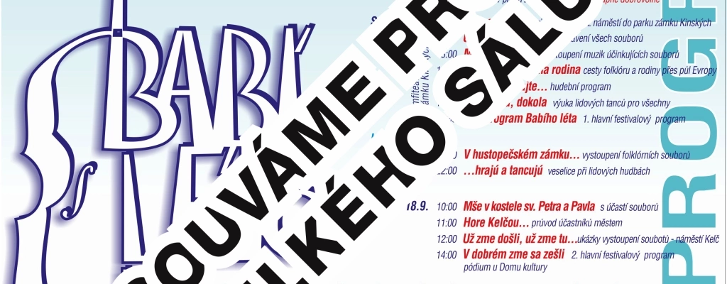 SOBOTNÍ PROGRAM BABÍHO LÉTA SE PŘESOUVÁ DO VELKÉHO SÁLU KZ